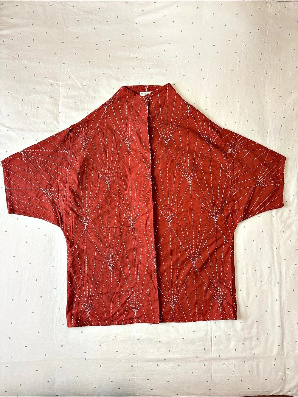Anchal Array Cocoon Jacket Geometric Cotton in Rust Small NWT